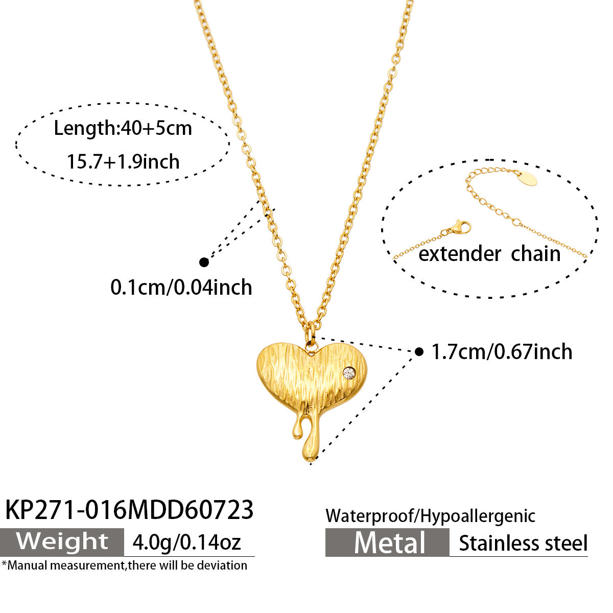 316L Stainless Steel 18K PVD Gold Heart Pendant Necklace made with 316L stainless steel and 18K PVD gold finish for wholesale jewelry buyers - image 10