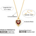Glass Heart Zircon Pendant - Gold - 40 + 5 cm / 5cm