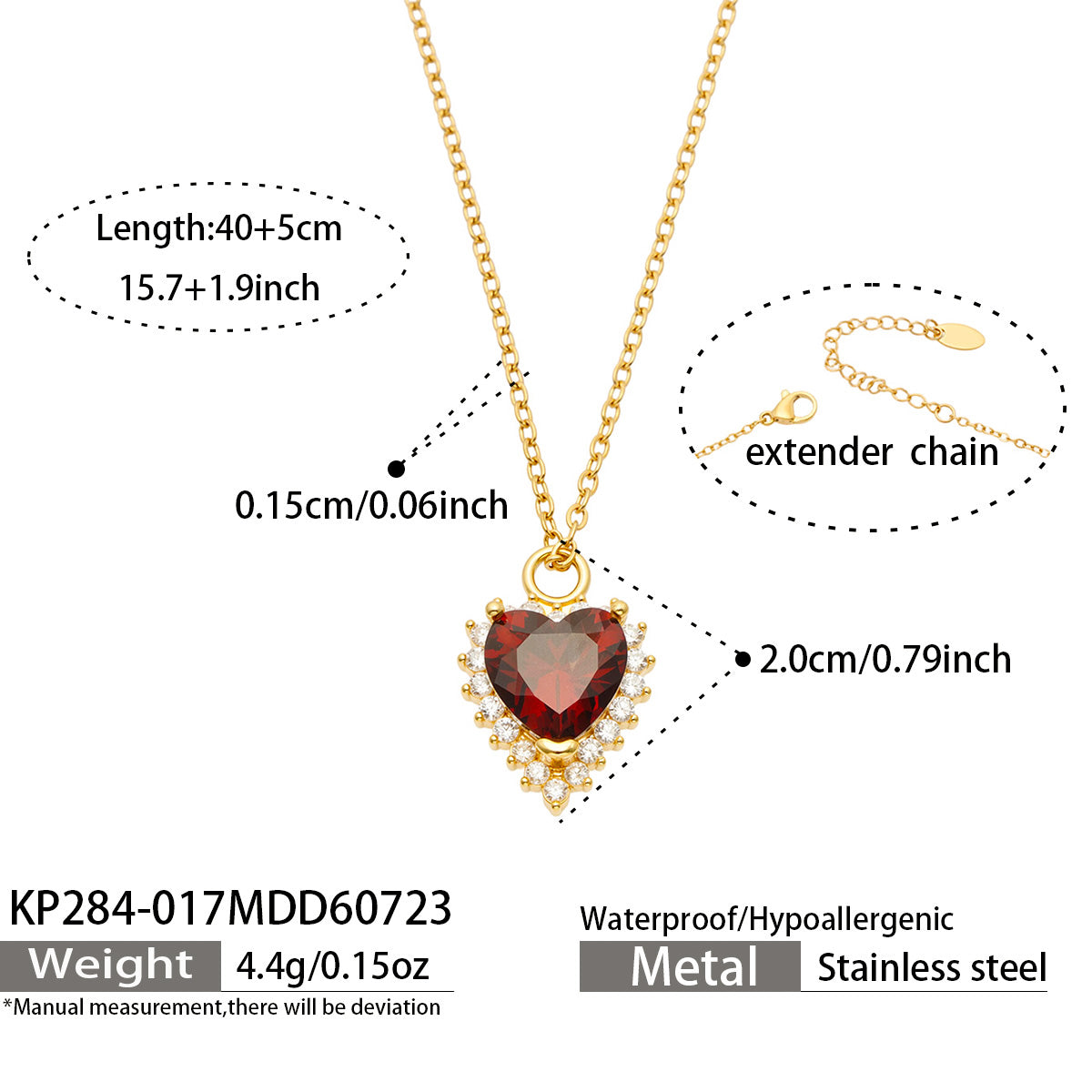 316L Stainless Steel 18K PVD Gold Heart Pendant Necklace made with 316L stainless steel and 18K PVD gold finish for wholesale jewelry buyers - image 12