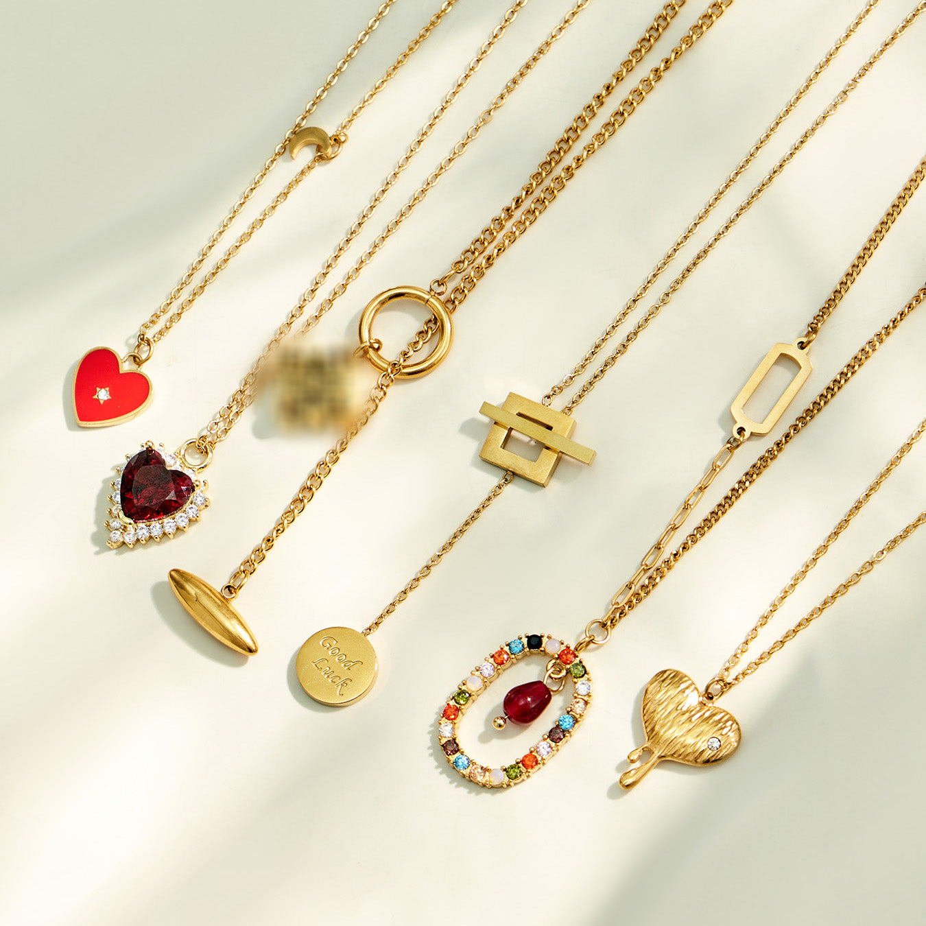Geometric Gold Necklace Display