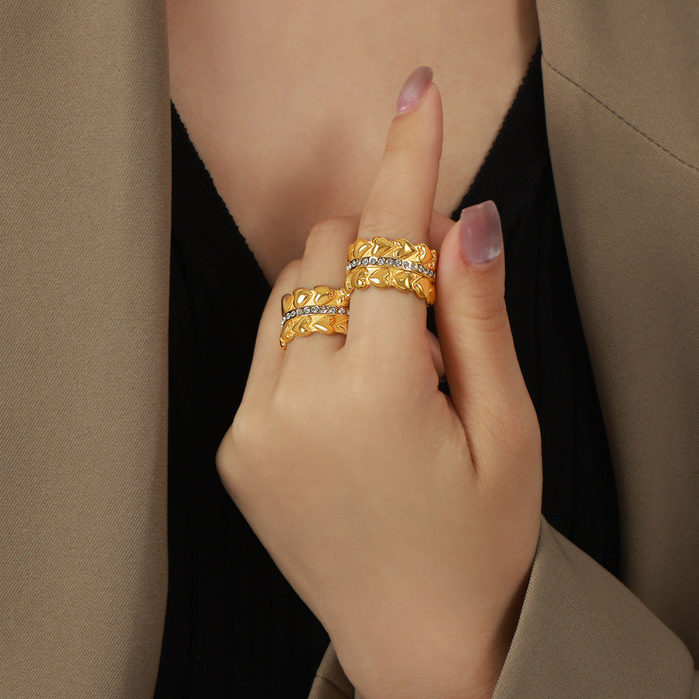 Stainless Steel Scalloped Stone-Set Ring — product image 3
