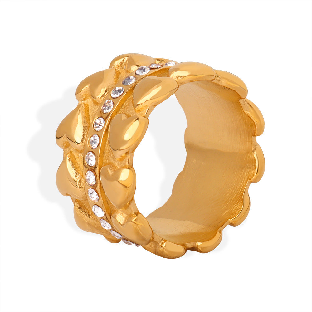 Stainless Steel Scalloped Stone-Set Ring — product image 4