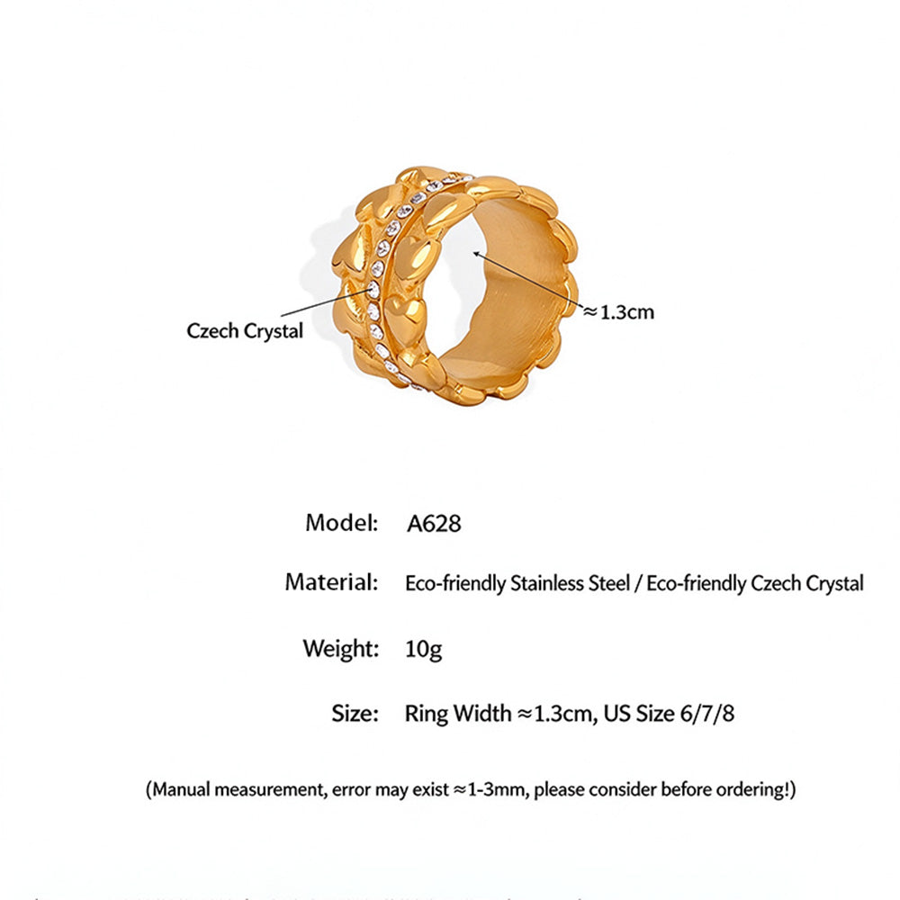 Stainless Steel Scalloped Stone-Set Ring — product image 5