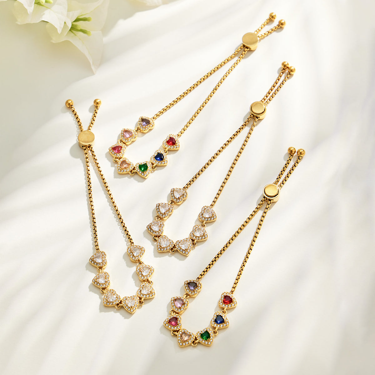 316L Stainless Steel 18K PVD Gold Heart Zircon Bracelet made with 316L stainless steel and 18K PVD gold finish for wholesale jewelry buyers - image 14