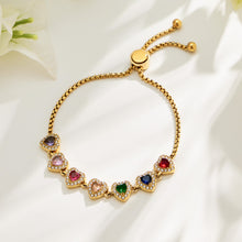 Elegant view of 18K PVD gold finished heart bracelet