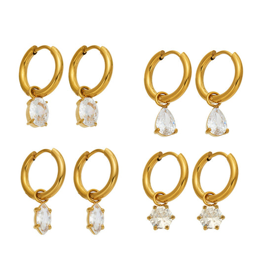 Elegant 316L stainless steel heart zircon earrings design