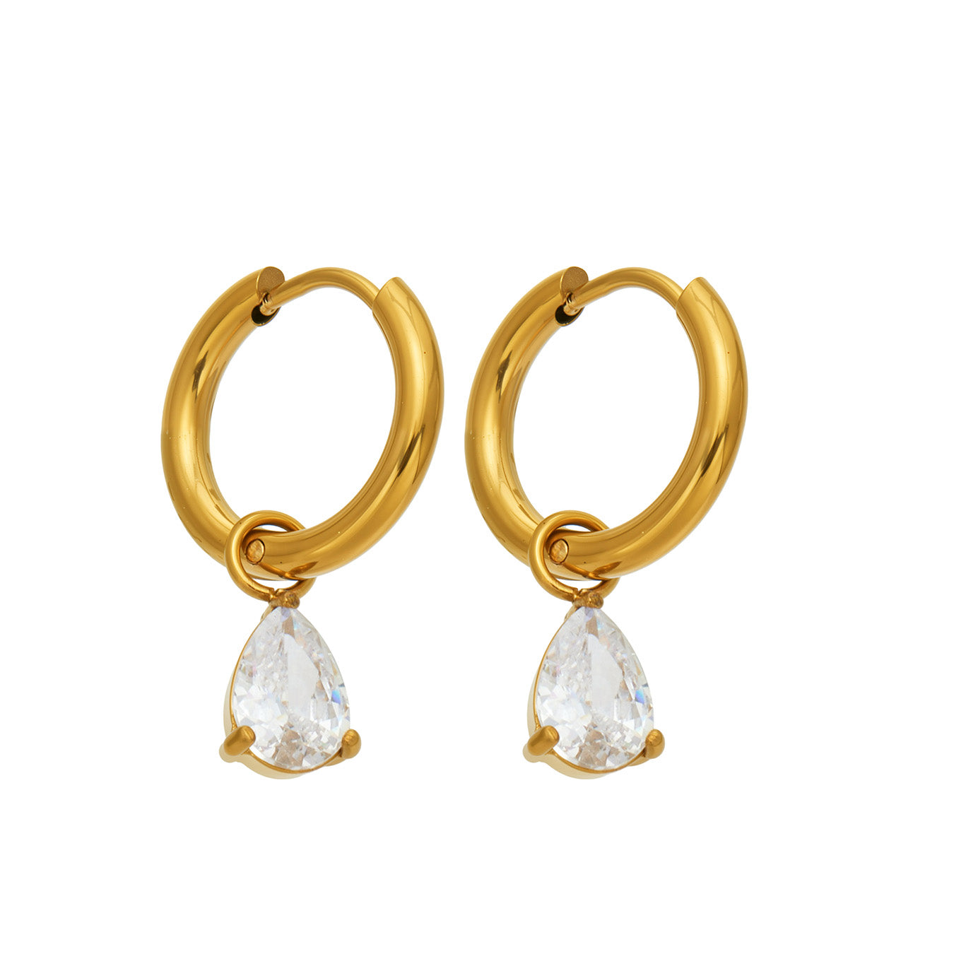 316L Stainless Steel 18K PVD Gold Heart Zircon Pendant Earrings made with 316L stainless steel and 18K PVD gold finish for wholesale jewelry buyers - image 13