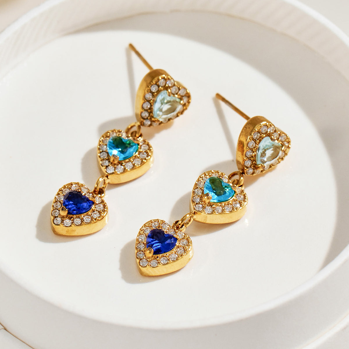 316L Stainless Steel 18K PVD Gold Heart Zircon Earrings made with 316L stainless steel and 18K PVD gold finish for wholesale jewelry buyers - image 13