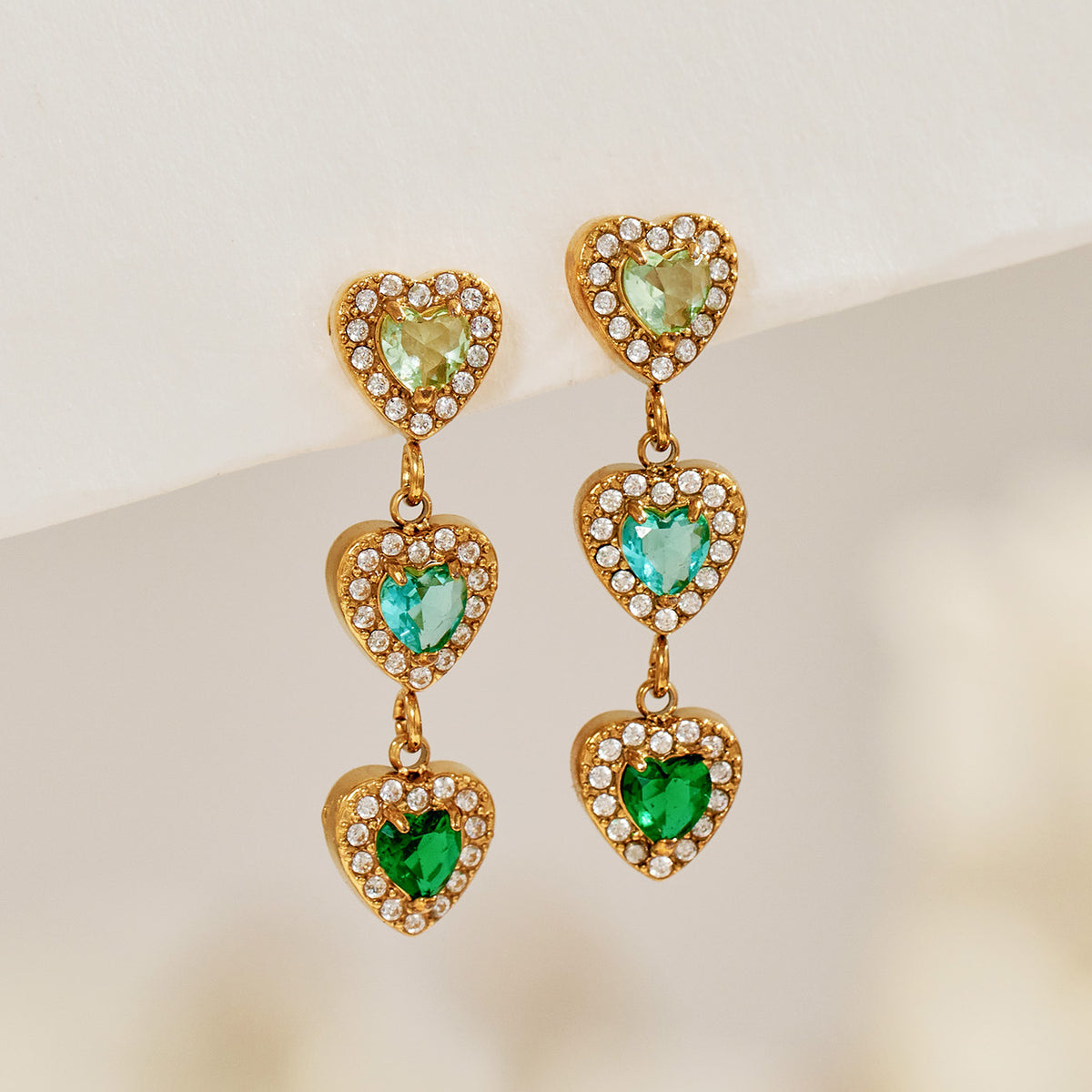316L Stainless Steel 18K PVD Gold Heart Zircon Earrings made with 316L stainless steel and 18K PVD gold finish for wholesale jewelry buyers - image 15
