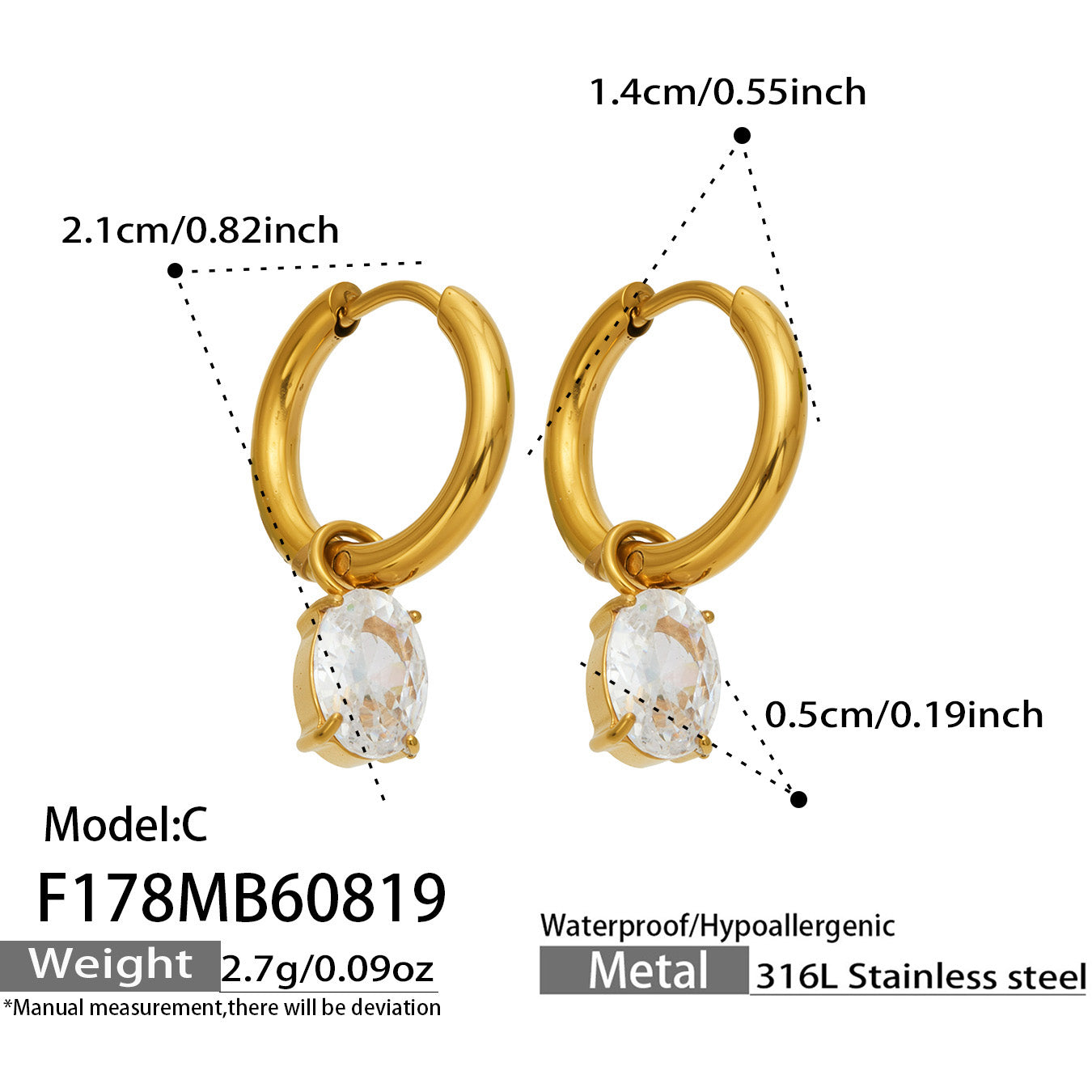 316L Stainless Steel 18K PVD Gold Heart Zircon Pendant Earrings made with 316L stainless steel and 18K PVD gold finish for wholesale jewelry buyers - image 16