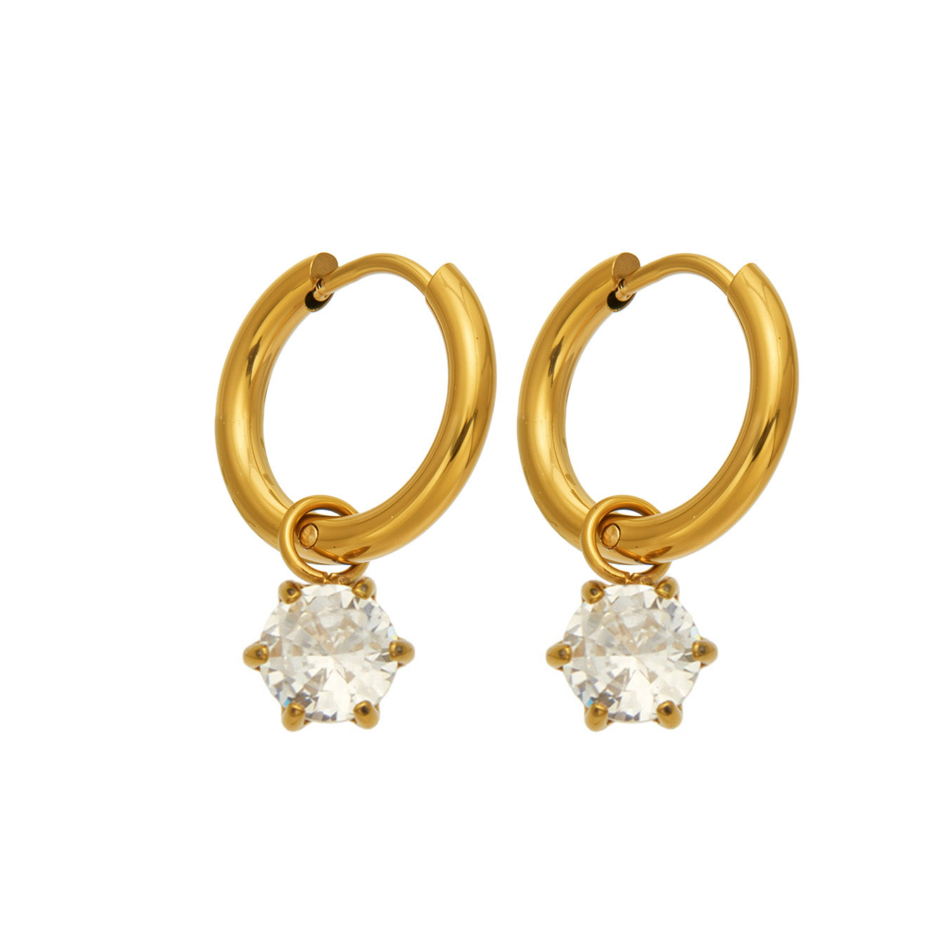 316L Stainless Steel 18K PVD Gold Heart Zircon Pendant Earrings made with 316L stainless steel and 18K PVD gold finish for wholesale jewelry buyers - image 17