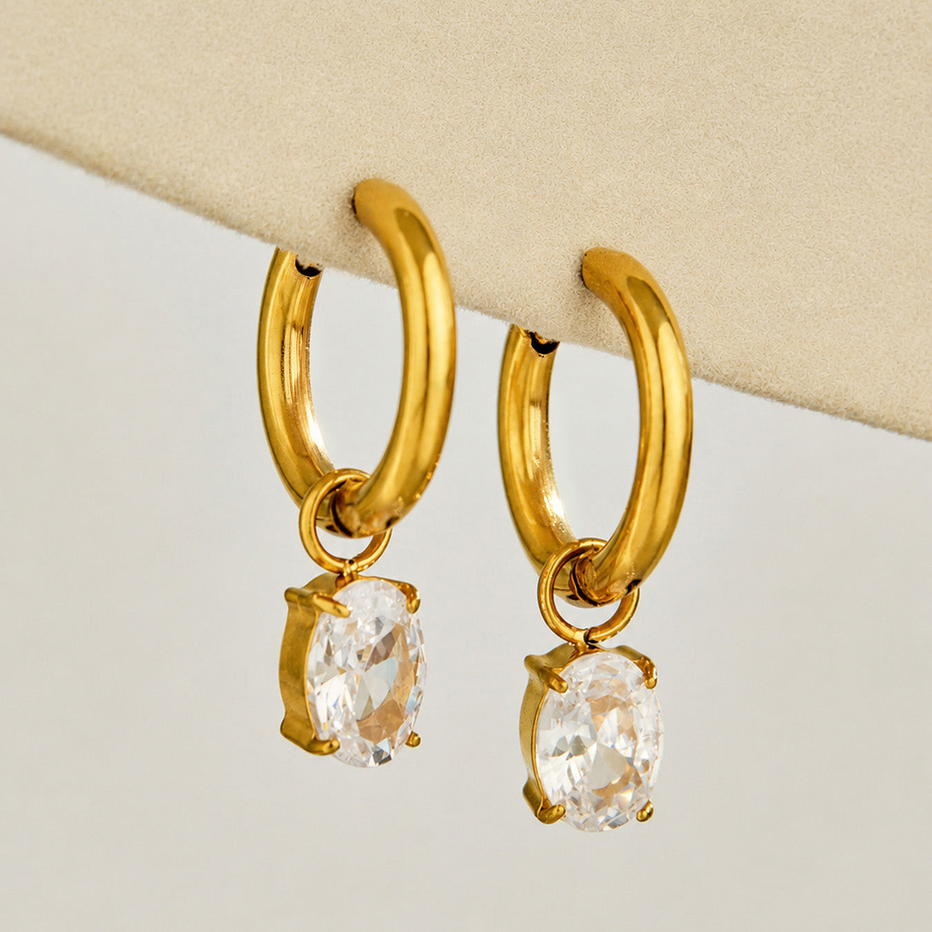 316L Stainless Steel 18K PVD Gold Heart Zircon Pendant Earrings made with 316L stainless steel and 18K PVD gold finish for wholesale jewelry buyers - image 21