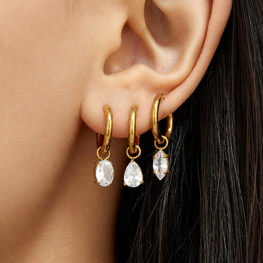316L Stainless Steel 18K PVD Gold Heart Zircon Pendant Earrings made with 316L stainless steel and 18K PVD gold finish for wholesale jewelry buyers - image 27