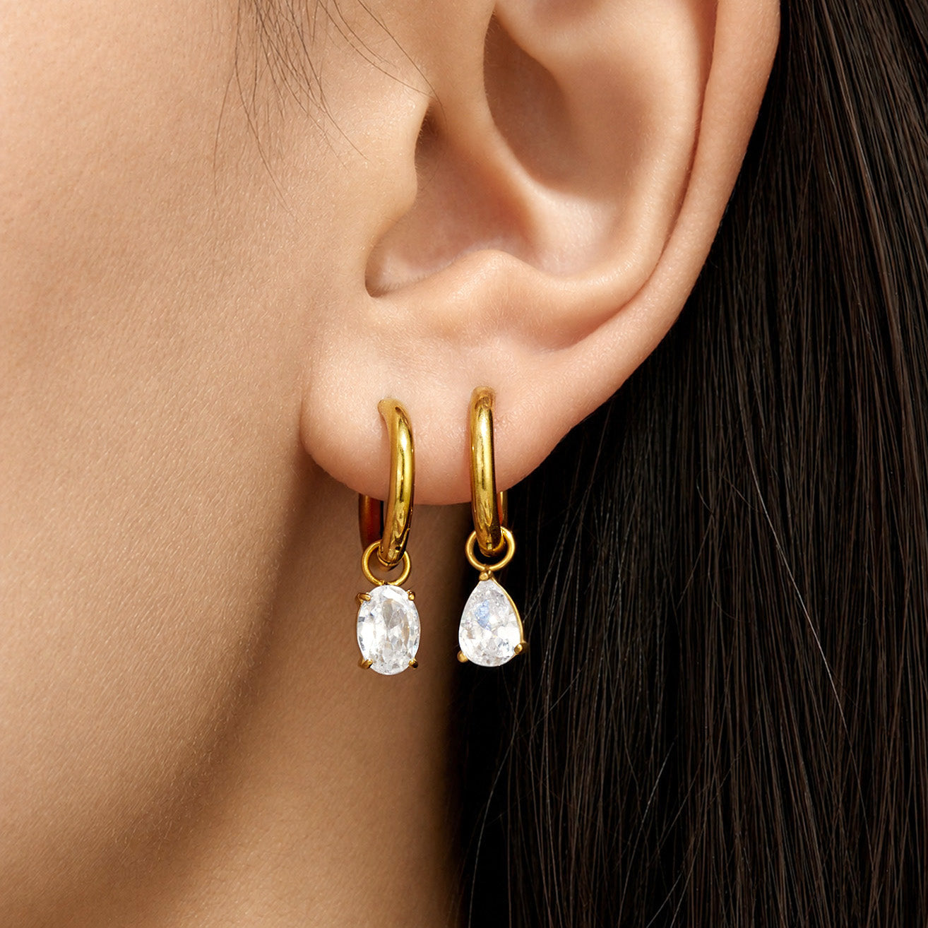 316L Stainless Steel 18K PVD Gold Heart Zircon Pendant Earrings made with 316L stainless steel and 18K PVD gold finish for wholesale jewelry buyers - image 28