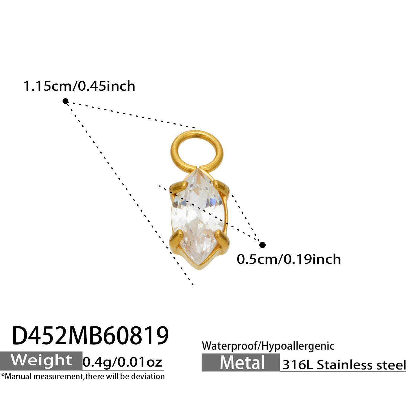316L Stainless Steel 18K PVD Gold Heart Zircon Pendant Earrings made with 316L stainless steel and 18K PVD gold finish for wholesale jewelry buyers - image 6