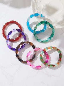 316L Stainless Steel High-End Gradient Natural Stone Multi-Color Stretch Bracelet - Image 5