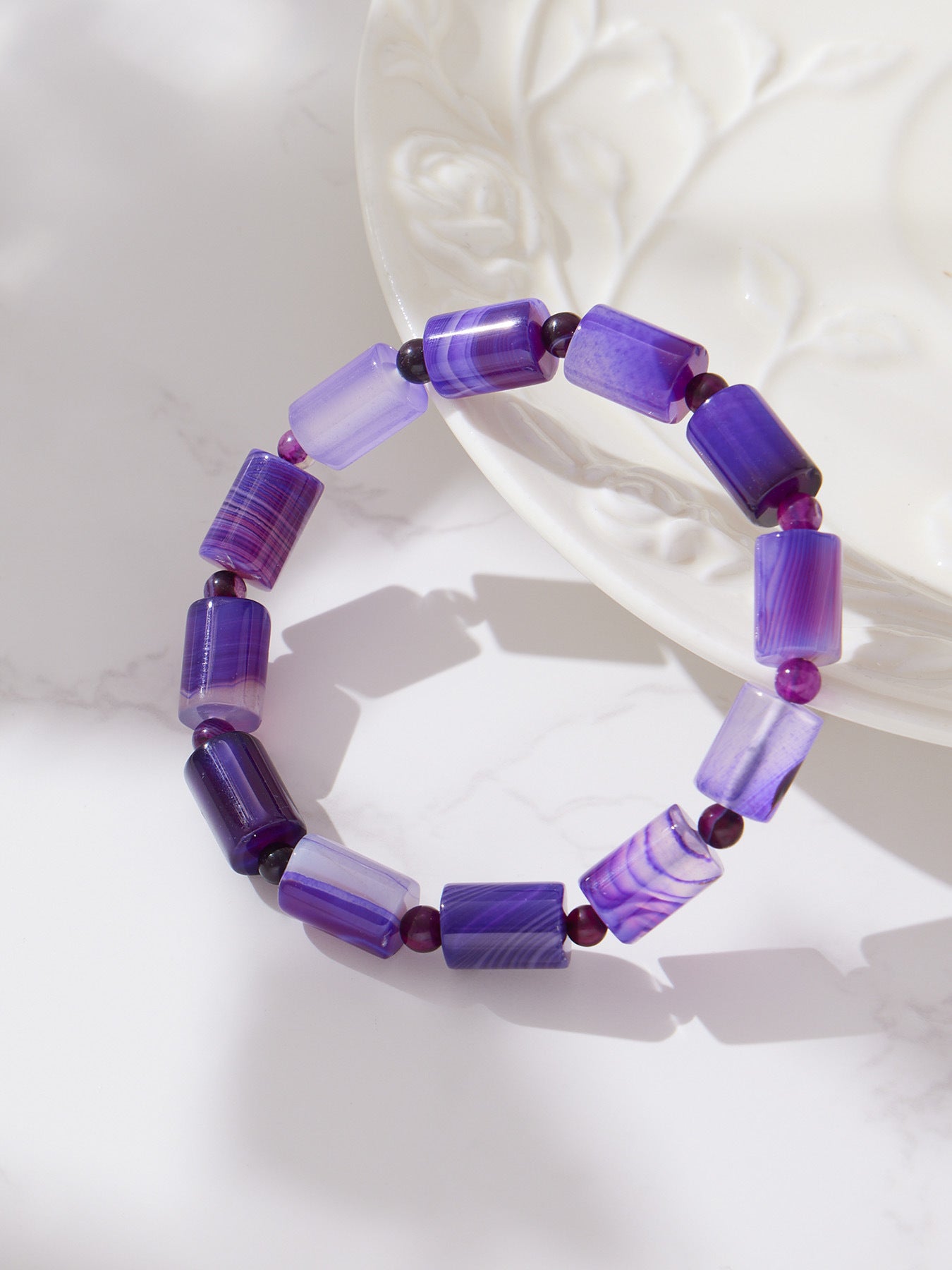 316L Stainless Steel High-End Gradient Natural Stone Multi-Color Stretch Bracelet - Image 7