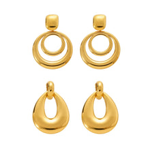 316L Stainless Steel High-Polish Two-Tone Geometric Circle Statement Earrings - Image 10
