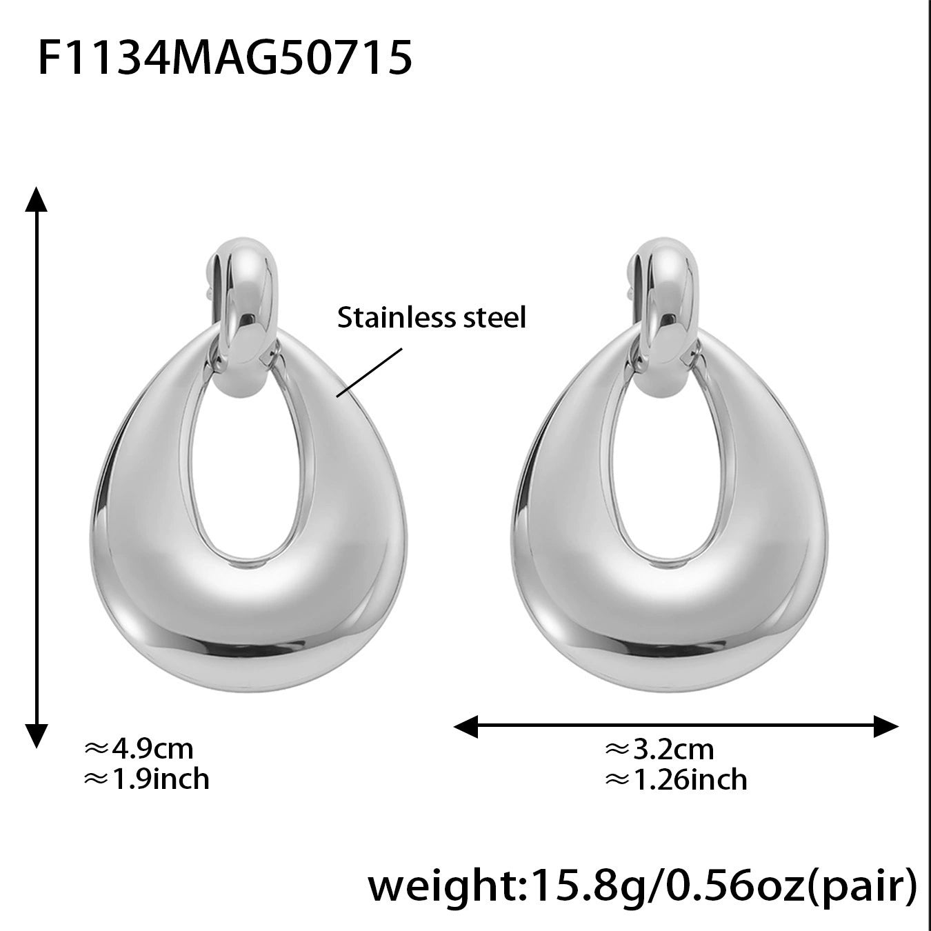 316L Stainless Steel High-Polish Two-Tone Geometric Circle Statement Earrings - Image 6