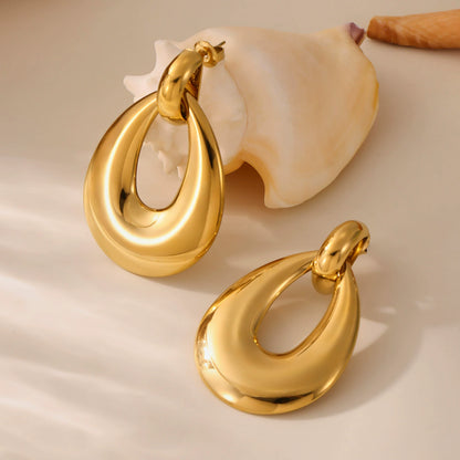 316L Stainless Steel High-Polish Two-Tone Geometric Circle Statement Earrings - Image 9