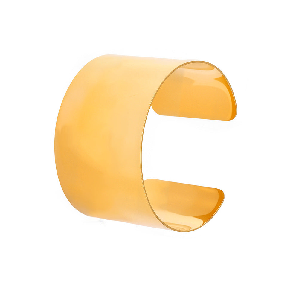 316L Stainless Steel High-Polish Wide Open Gold Bracelet - Image 9