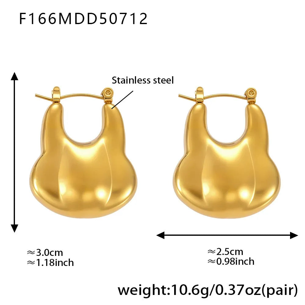 316L Stainless Steel High Polished 18K Gold Plated Hollow Geometric Circle Earrings - Image 10