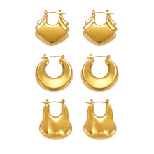 316L Stainless Steel High Polished 18K Gold Plated Hollow Geometric Circle Earrings - Image 5