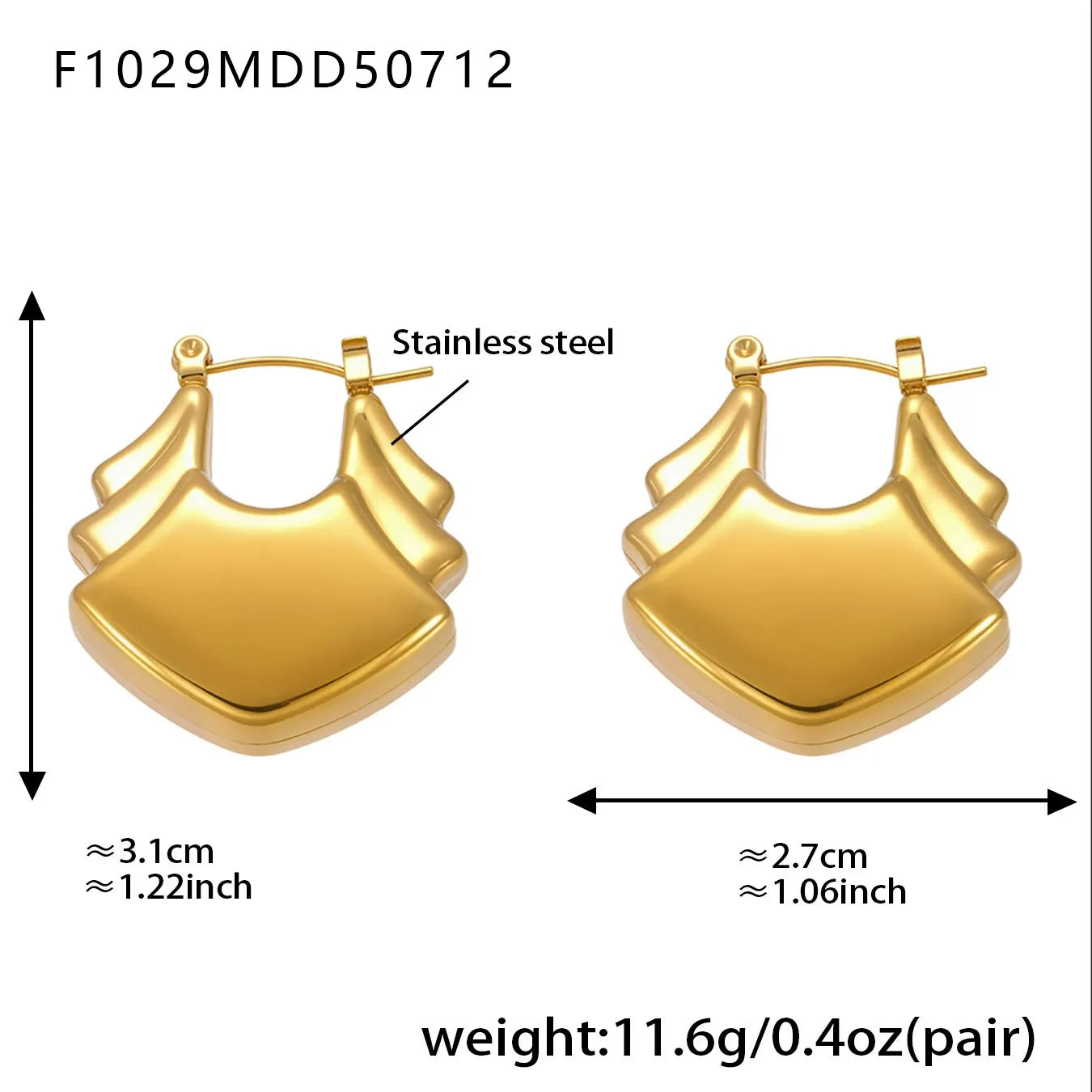 316L Stainless Steel High Polished 18K Gold Plated Hollow Geometric Circle Earrings - Image 6