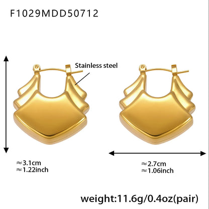 316L Stainless Steel High Polished 18K Gold Plated Hollow Geometric Circle Earrings - Image 6