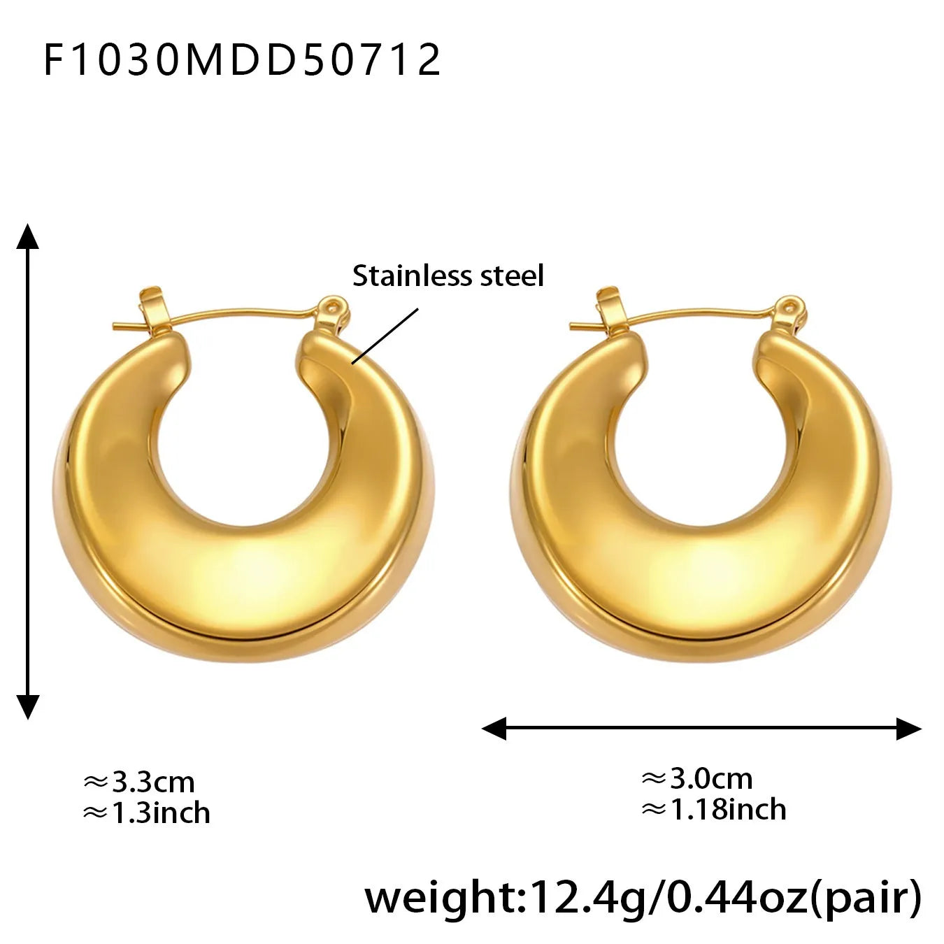 316L Stainless Steel High Polished 18K Gold Plated Hollow Geometric Circle Earrings - Image 8