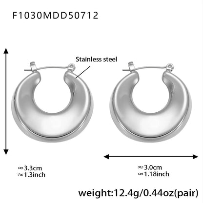 316L Stainless Steel High Polished 18K Gold Plated Hollow Geometric Circle Earrings - Image 9