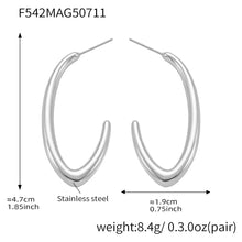 316L Stainless Steel High-Polished Minimalist Two-Tone C-Shape Hoop Earrings - Image 10