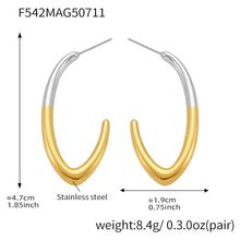 316L Stainless Steel High-Polished Minimalist Two-Tone C-Shape Hoop Earrings - Image 11