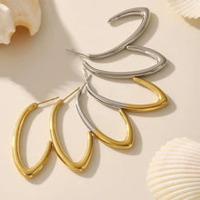 316L Stainless Steel High-Polished Minimalist Two-Tone C-Shape Hoop Earrings - Image 2