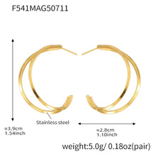 316L Stainless Steel High-Polished Minimalist Two-Tone C-Shape Hoop Earrings - Image 6