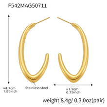 316L Stainless Steel High-Polished Minimalist Two-Tone C-Shape Hoop Earrings - Image 9