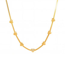 316L Stainless Steel High Polished Small Heart Zircon Multi-Layer Design 18K Gold Plated Collarbone Necklace - Image 2