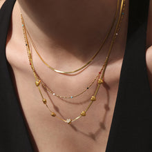 316L Stainless Steel High Polished Small Heart Zircon Multi-Layer Design 18K Gold Plated Collarbone Necklace - Image 9