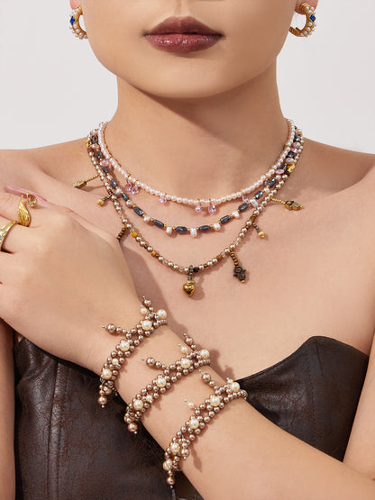 316L Stainless Steel High-Shine Shell Pearl Hand-Beaded Tassel Bracelet - Image 4