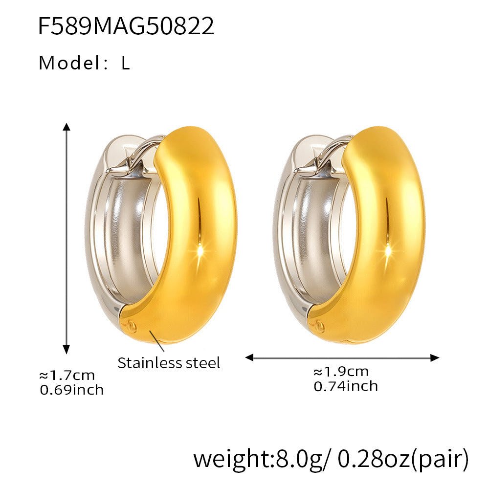 316L Stainless Steel Highly Polished 18K Gold Plated Hoop Huggie Earrings - Image 1