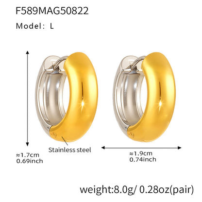 316L Stainless Steel Highly Polished 18K Gold Plated Hoop Huggie Earrings - Image 1