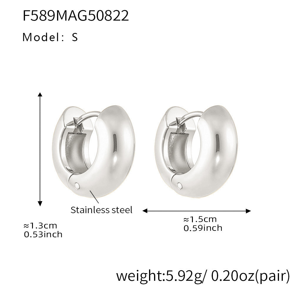 316L Stainless Steel Highly Polished 18K Gold Plated Hoop Huggie Earrings - Image 10