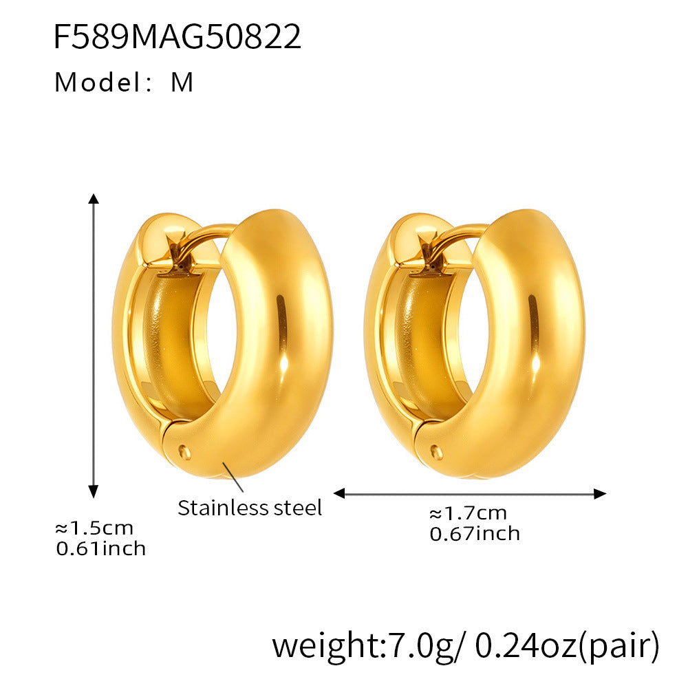 316L Stainless Steel Highly Polished 18K Gold Plated Hoop Huggie Earrings - Image 11