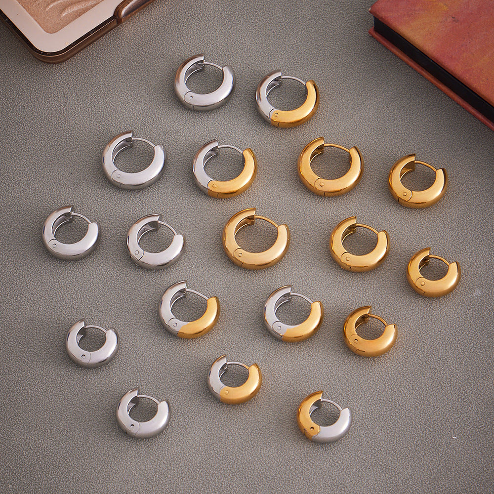 316L Stainless Steel Highly Polished 18K Gold Plated Hoop Huggie Earrings - Image 12