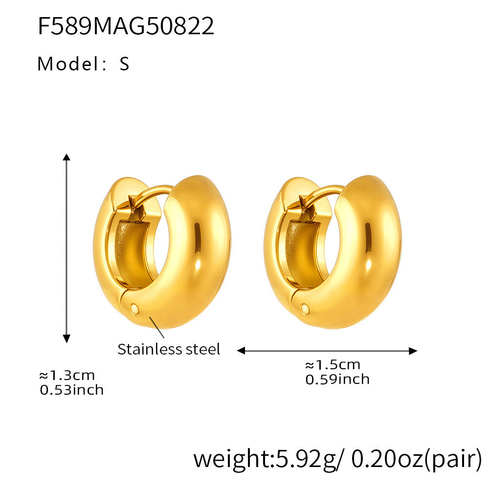 316L stainless steel Mixed Metal Two-Tone Highly Polished Huggie Hoop Earrings product card view for wholesale earrings buyers