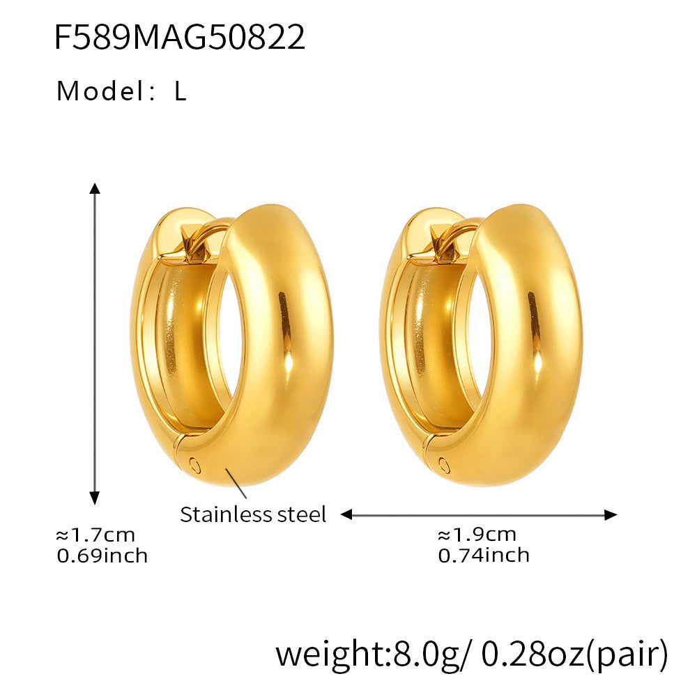 316L stainless steel Mixed Metal Two-Tone Highly Polished Huggie Hoop Earrings color option display for wholesale earrings buyers