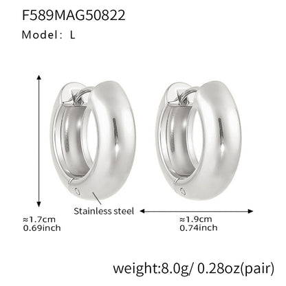 316L Stainless Steel Highly Polished 18K Gold Plated Hoop Huggie Earrings - Image 7