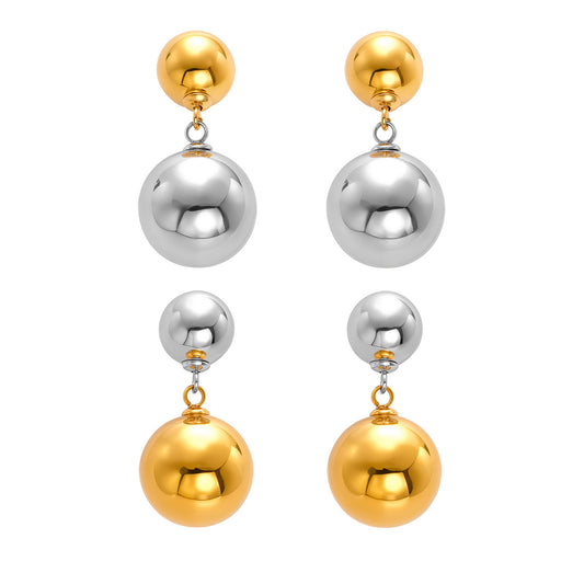 316L Stainless Steel Hollow Ball 18K Gold PVD Plated Earrings - Image 2