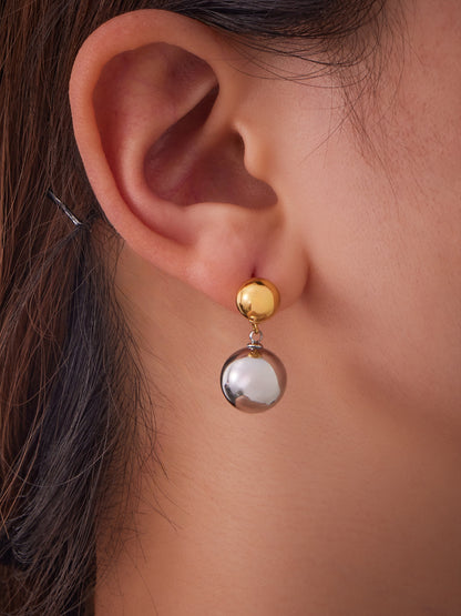 316L Stainless Steel Hollow Ball 18K Gold PVD Plated Earrings - Image 3