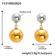 316L Stainless Steel Hollow Ball 18K Gold PVD Plated Earrings - Image 4